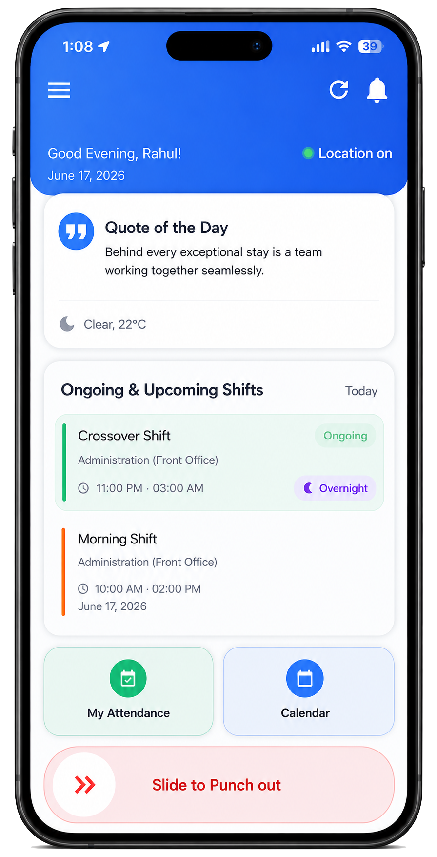 BellGo Track mobile dashboard