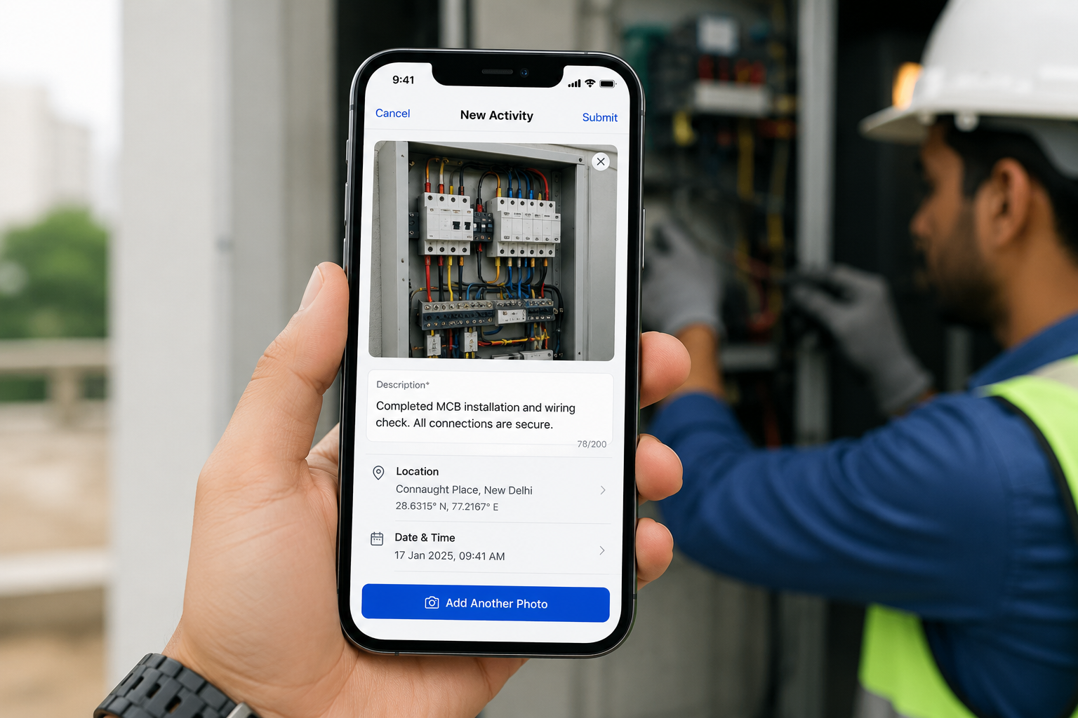 Perform live activity — photo, description, and location
